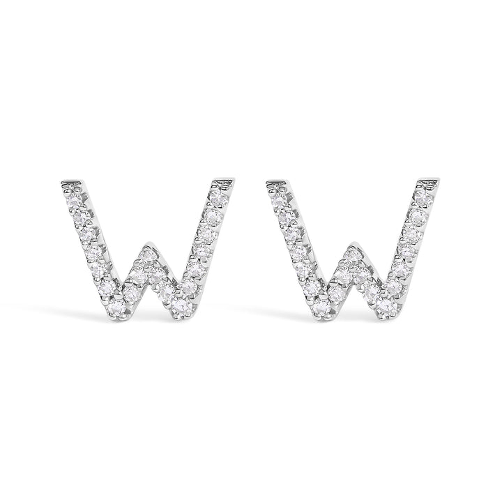 10K White Gold 1/10 Cttw Diamond Initial â€œAâ€ Stud Earring