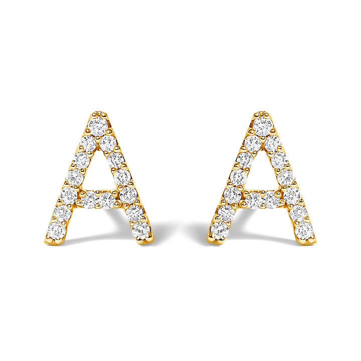 10K White Gold 1/10 Cttw Diamond Initial â€œAâ€ Stud Earring