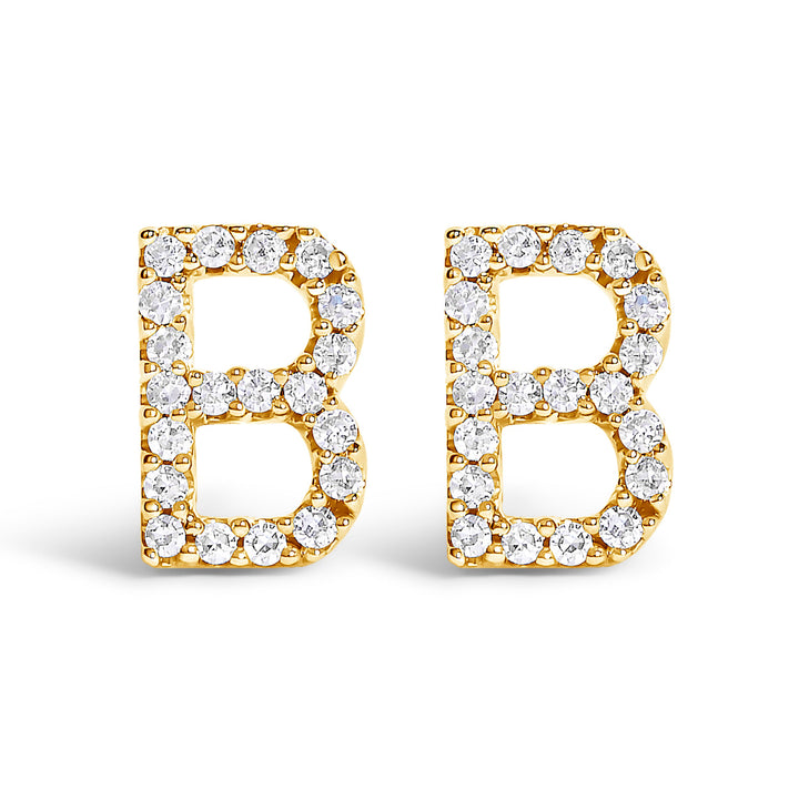 10K White Gold 1/10 Cttw Diamond Initial â€œAâ€ Stud Earring