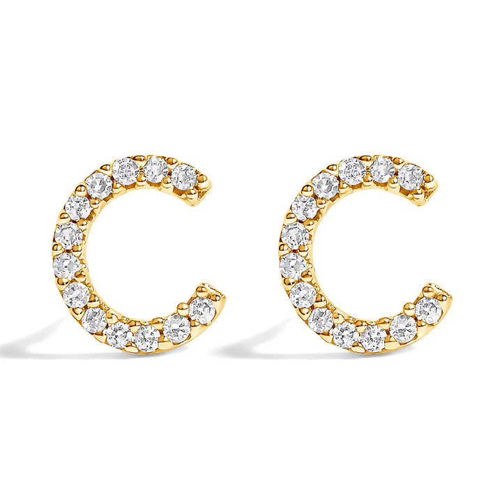 10K White Gold 1/10 Cttw Diamond Initial â€œAâ€ Stud Earring