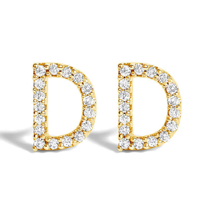 10K White Gold 1/10 Cttw Diamond Initial â€œAâ€ Stud Earring