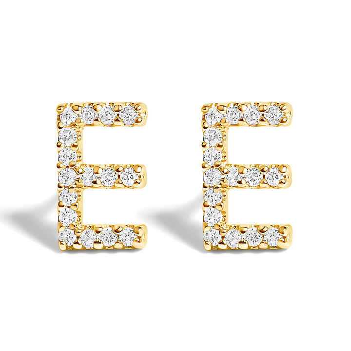 10K White Gold 1/10 Cttw Diamond Initial â€œAâ€ Stud Earring
