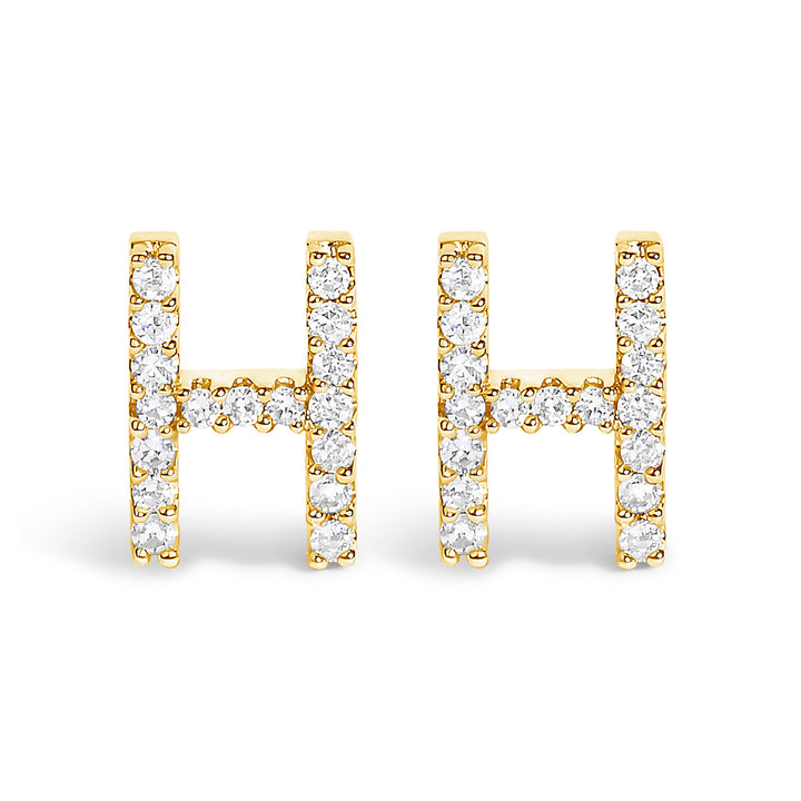 10K White Gold 1/10 Cttw Diamond Initial â€œAâ€ Stud Earring