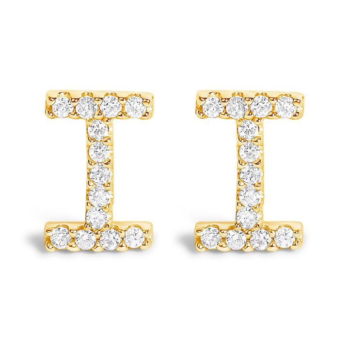 10K White Gold 1/10 Cttw Diamond Initial â€œAâ€ Stud Earring
