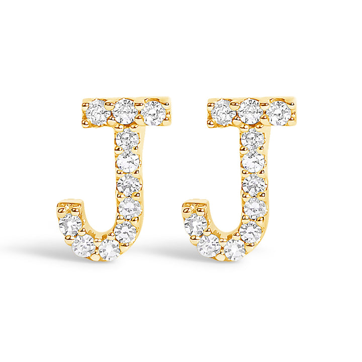 10K White Gold 1/10 Cttw Diamond Initial â€œAâ€ Stud Earring