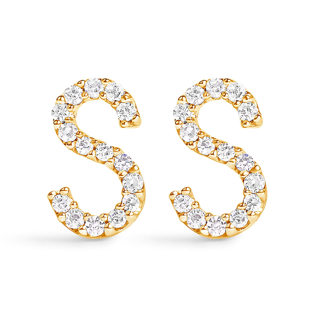 10K White Gold 1/10 Cttw Diamond Initial â€œAâ€ Stud Earring