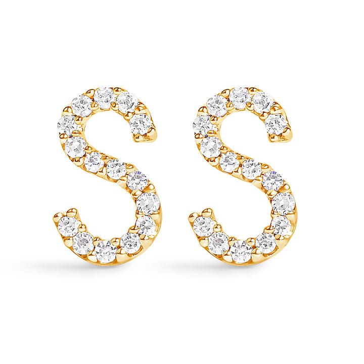 10K White Gold 1/10 Cttw Diamond Initial â€œAâ€ Stud Earring