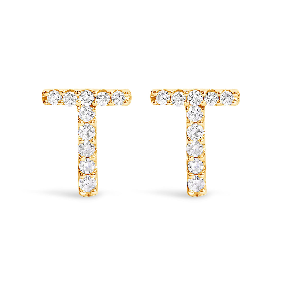 10K White Gold 1/10 Cttw Diamond Initial â€œAâ€ Stud Earring