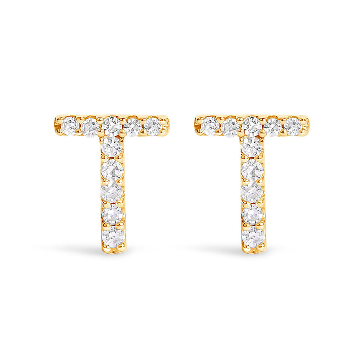 10K White Gold 1/10 Cttw Diamond Initial â€œAâ€ Stud Earring