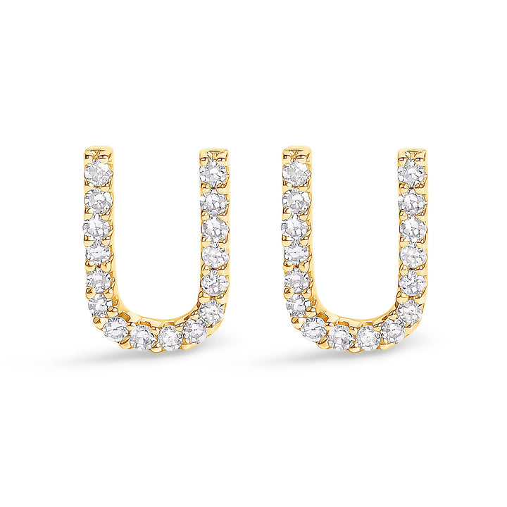 10K White Gold 1/10 Cttw Diamond Initial â€œAâ€ Stud Earring