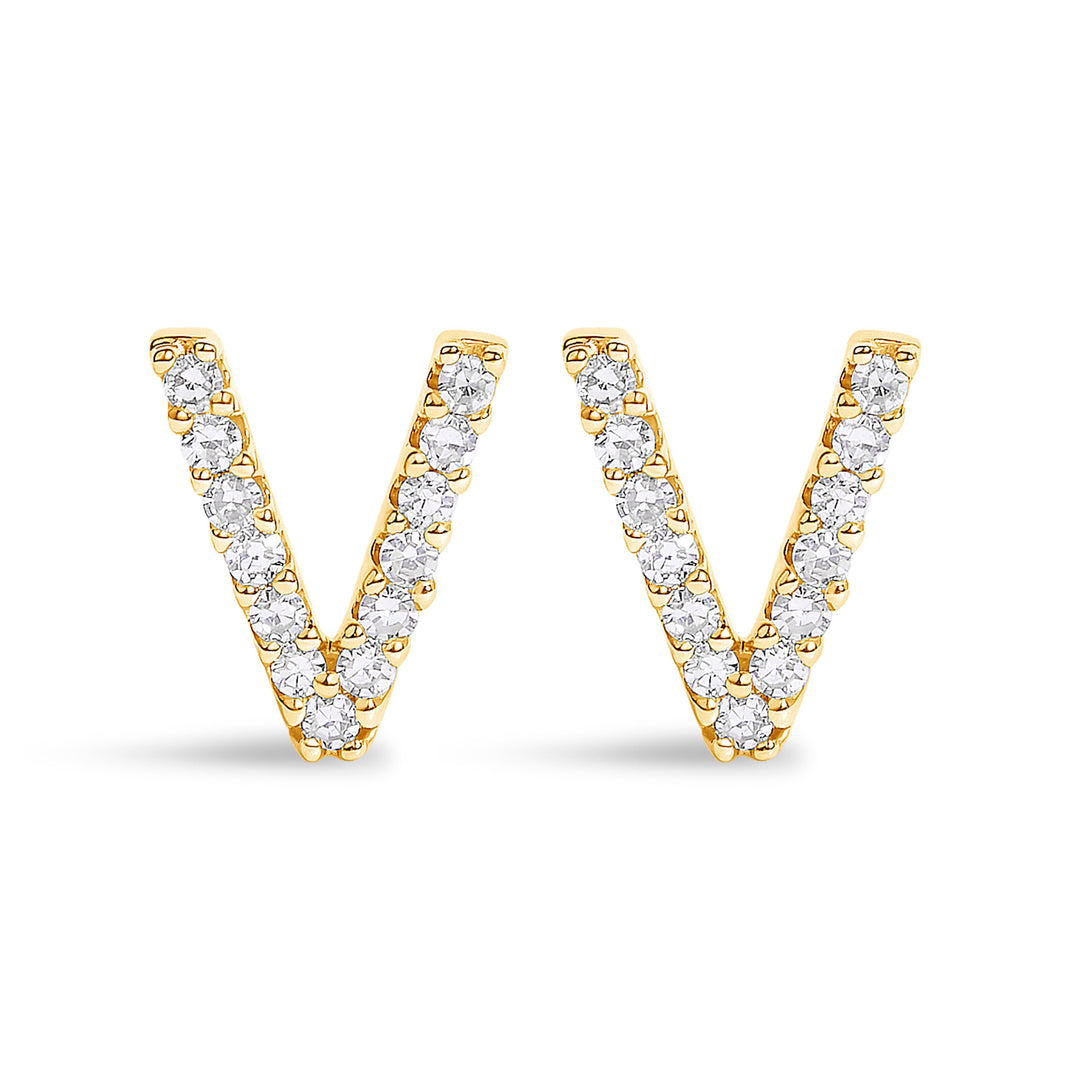 10K White Gold 1/10 Cttw Diamond Initial â€œAâ€ Stud Earring