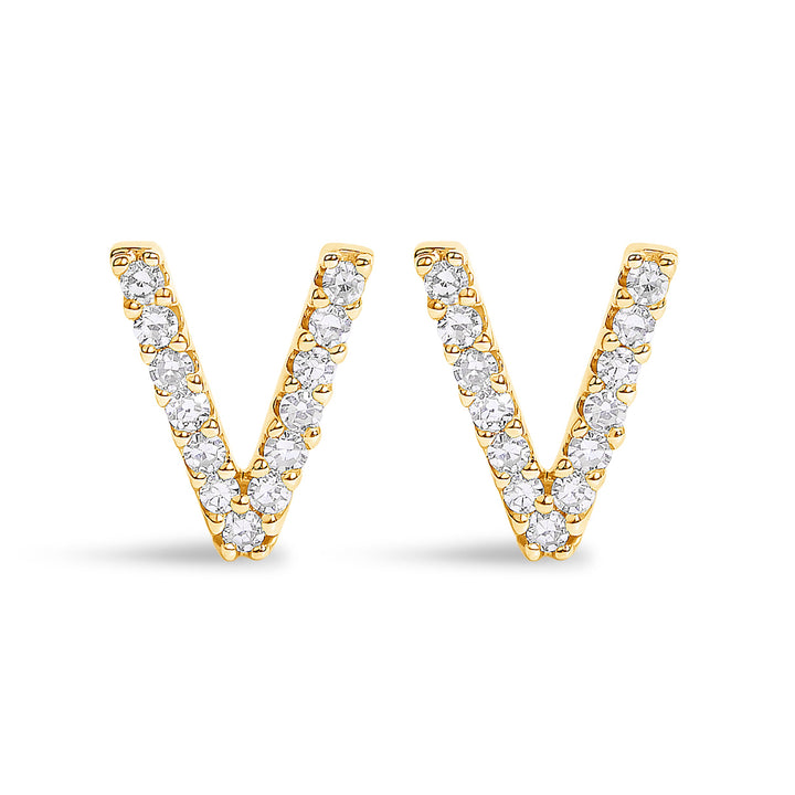 10K White Gold 1/10 Cttw Diamond Initial â€œAâ€ Stud Earring