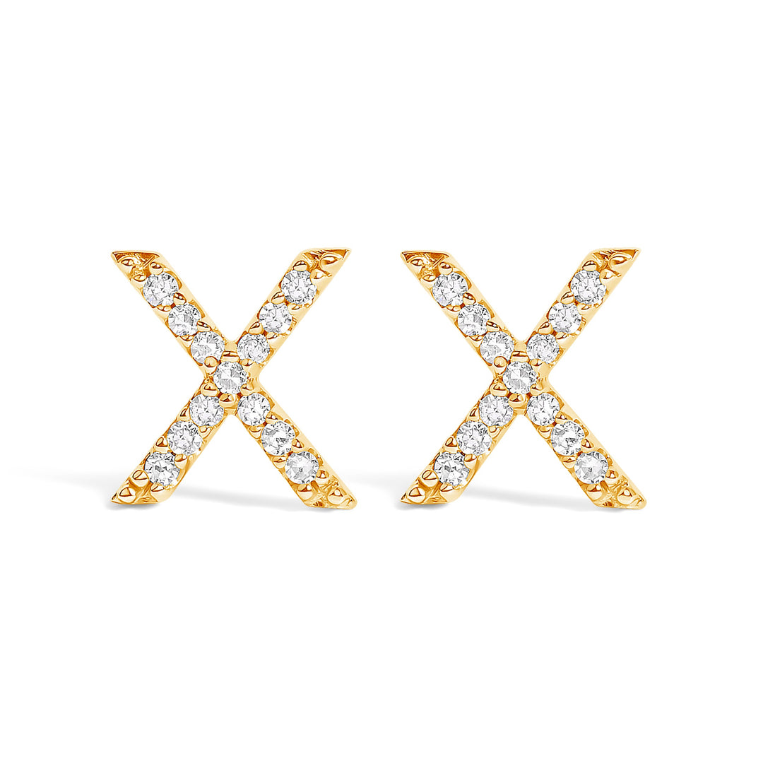 10K White Gold 1/10 Cttw Diamond Initial â€œAâ€ Stud Earring