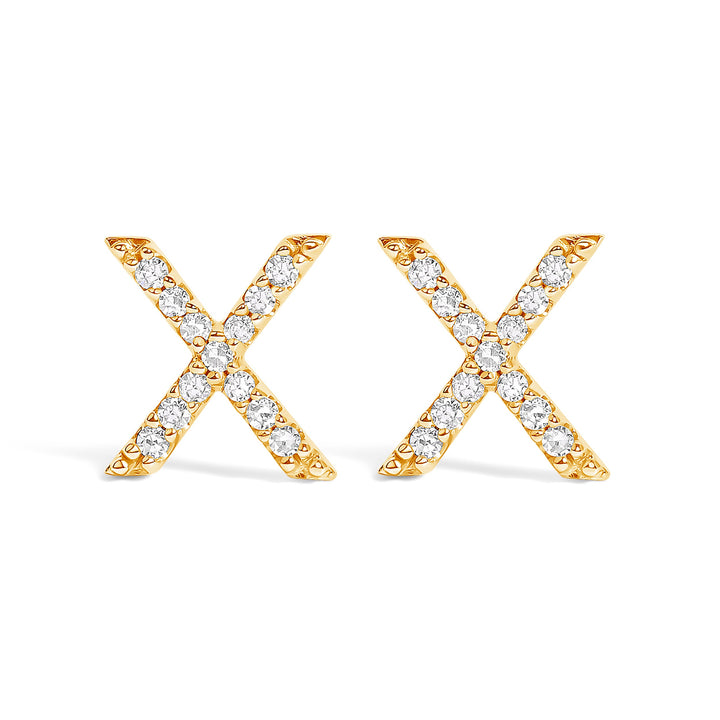 10K White Gold 1/10 Cttw Diamond Initial â€œAâ€ Stud Earring