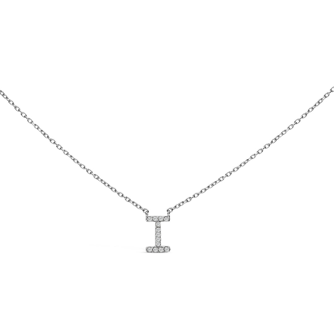 10K White Gold Diamond Accent "A" Block Initial Pendant Necklace