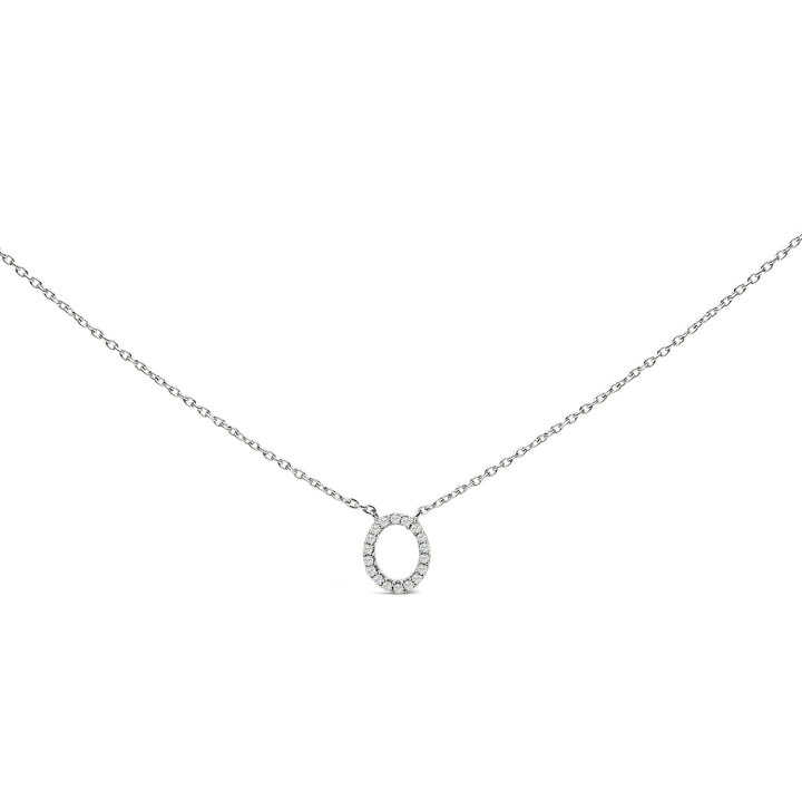 10K White Gold Diamond Accent "A" Block Initial Pendant Necklace