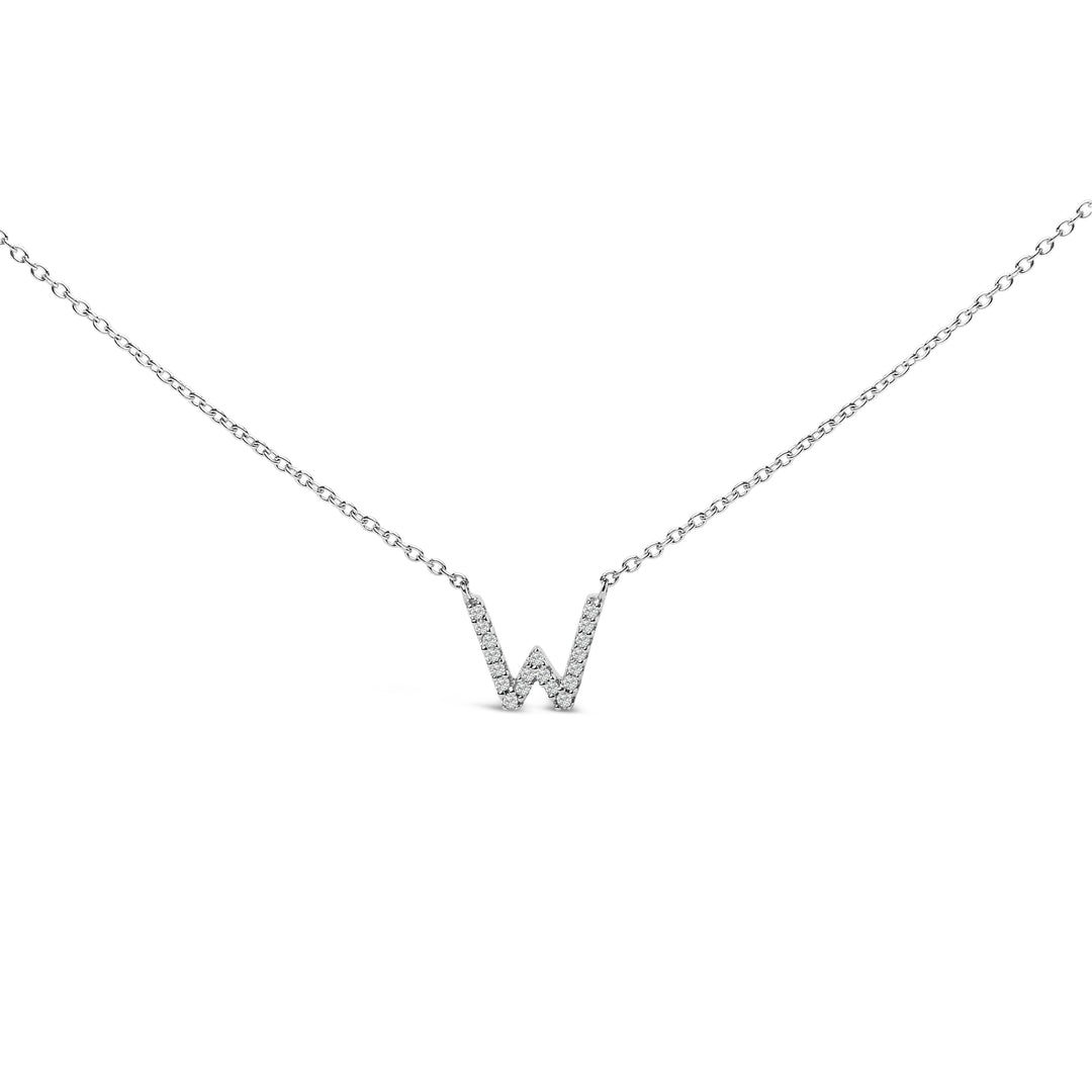 10K White Gold Diamond Accent "A" Block Initial Pendant Necklace