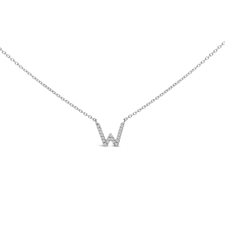 10K White Gold Diamond Accent "A" Block Initial Pendant Necklace