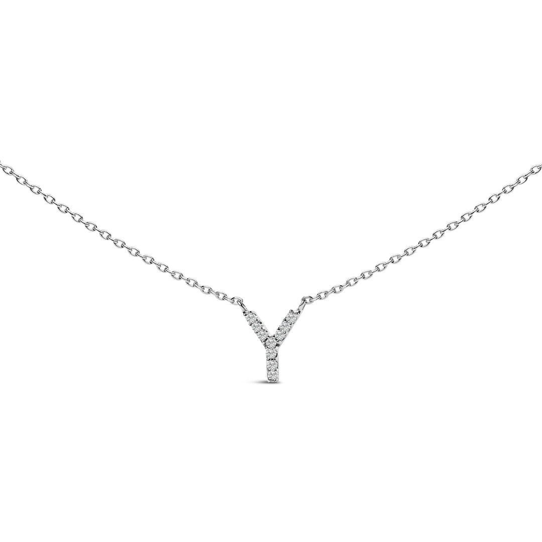 10K White Gold Diamond Accent "A" Block Initial Pendant Necklace