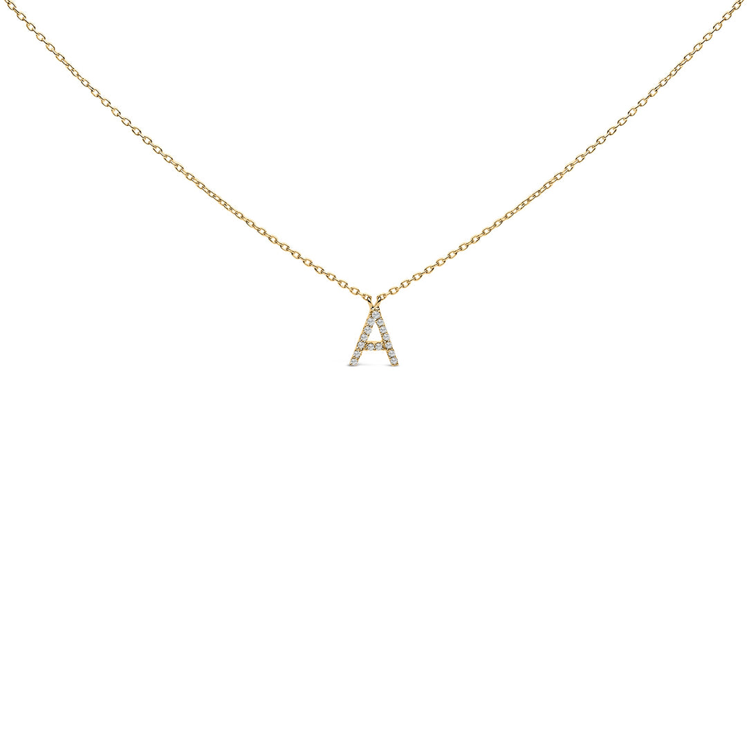 10K White Gold Diamond Accent "A" Block Initial Pendant Necklace