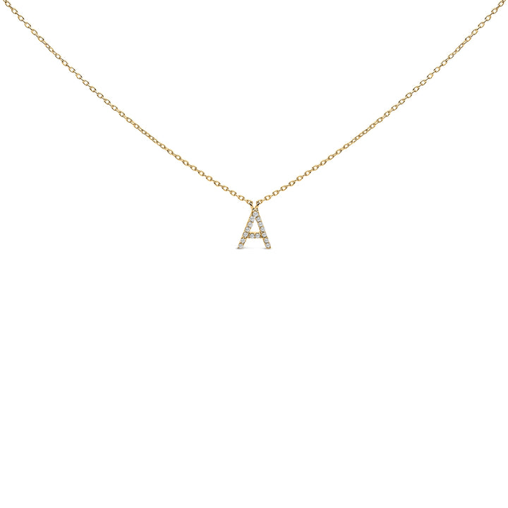10K White Gold Diamond Accent "A" Block Initial Pendant Necklace