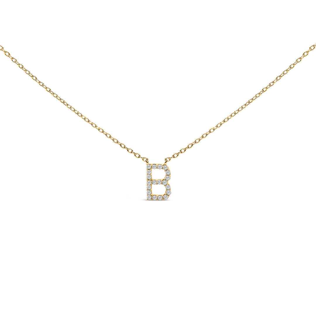 10K White Gold Diamond Accent "A" Block Initial Pendant Necklace