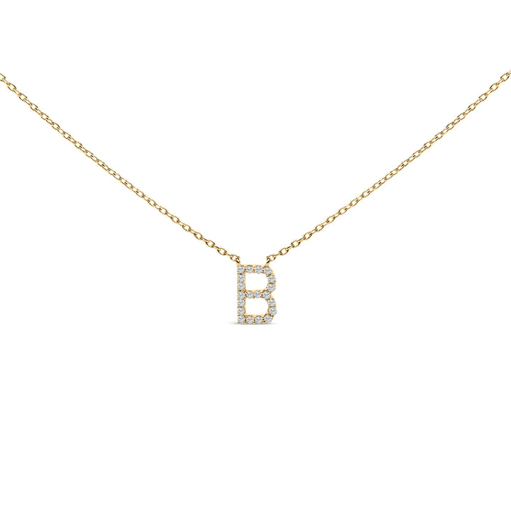 10K White Gold Diamond Accent "A" Block Initial Pendant Necklace