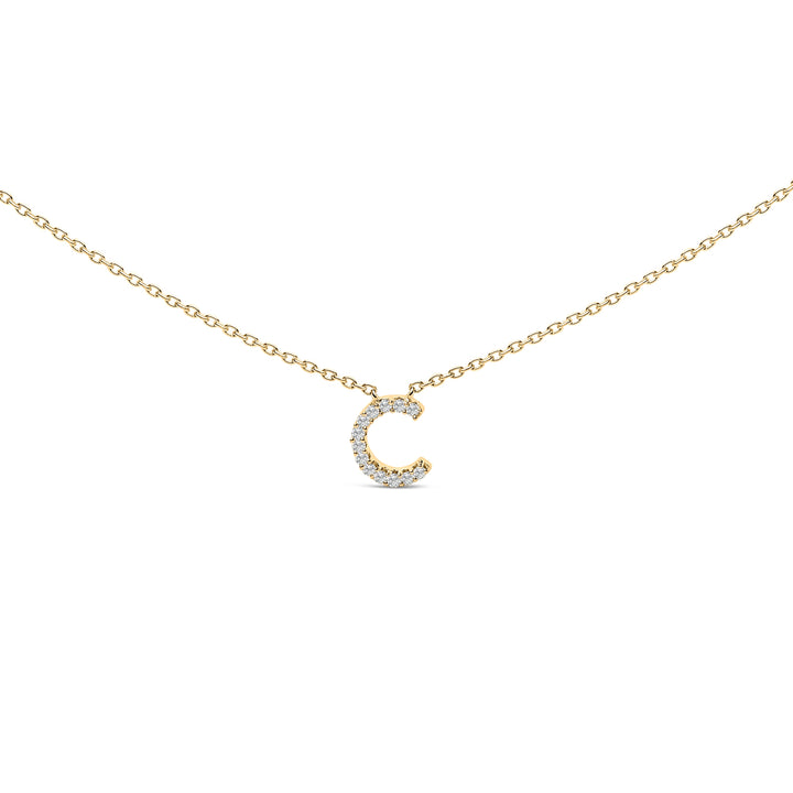 10K White Gold Diamond Accent "A" Block Initial Pendant Necklace