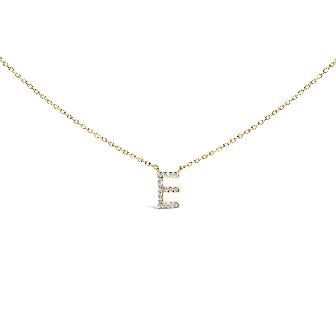 10K White Gold Diamond Accent "A" Block Initial Pendant Necklace