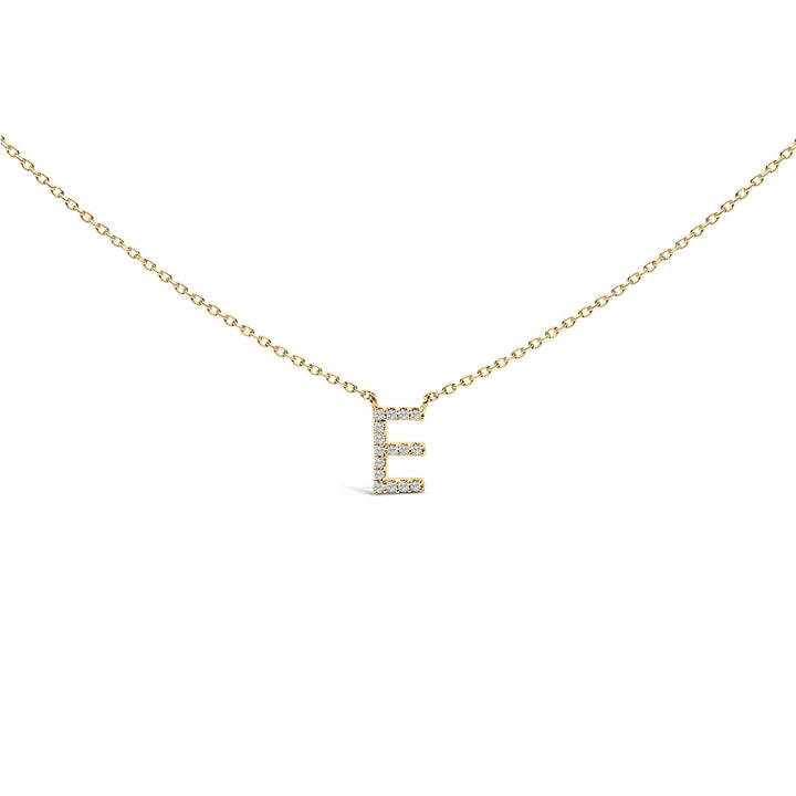 10K White Gold Diamond Accent "A" Block Initial Pendant Necklace