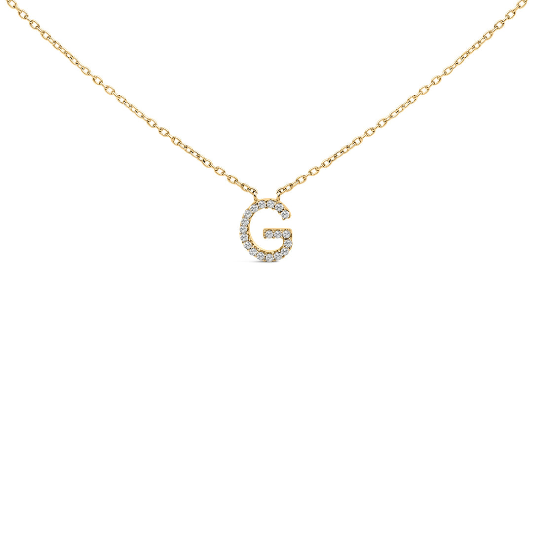 10K White Gold Diamond Accent "A" Block Initial Pendant Necklace