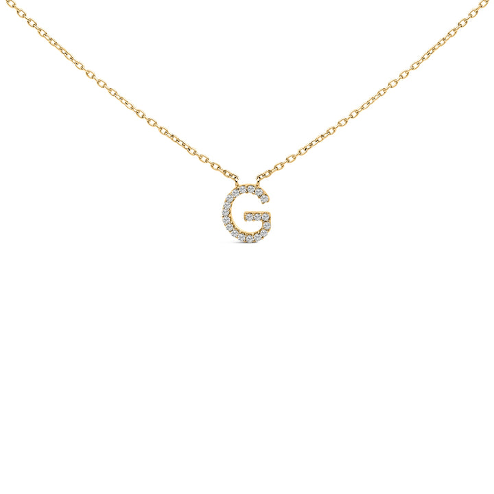 10K White Gold Diamond Accent "A" Block Initial Pendant Necklace