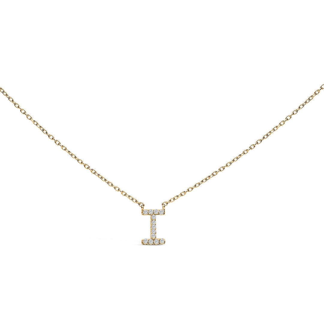 10K White Gold Diamond Accent "A" Block Initial Pendant Necklace