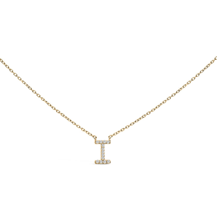 10K White Gold Diamond Accent "A" Block Initial Pendant Necklace