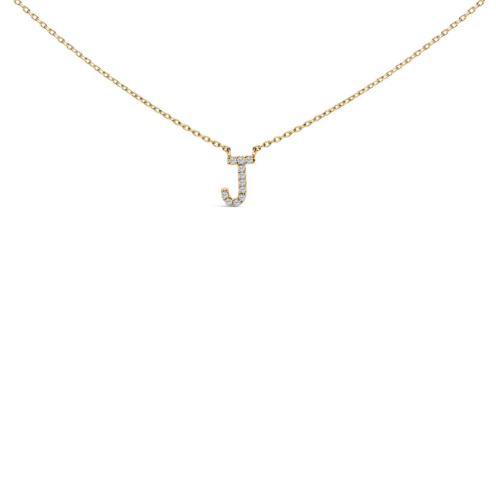 10K White Gold Diamond Accent "A" Block Initial Pendant Necklace