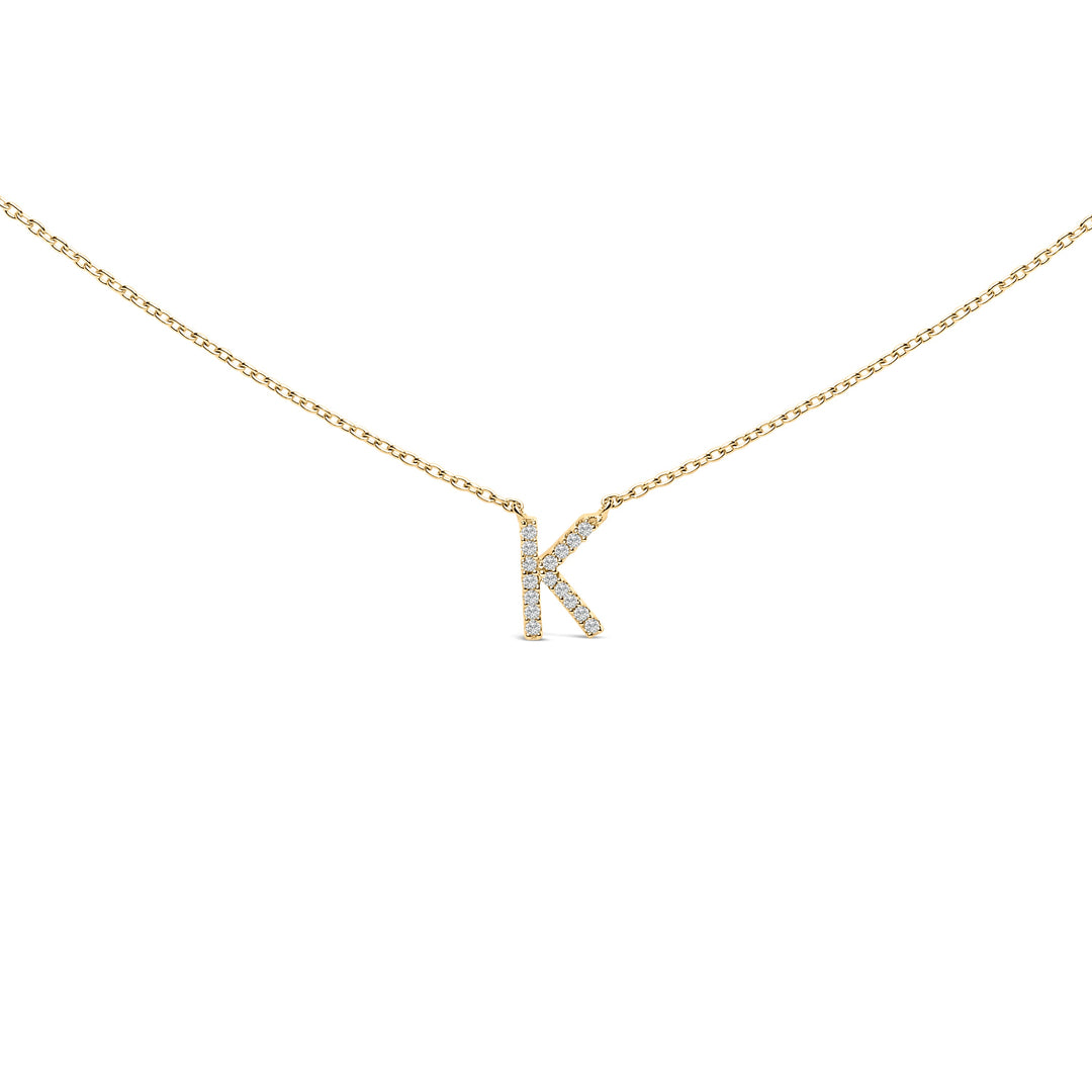 10K White Gold Diamond Accent "A" Block Initial Pendant Necklace