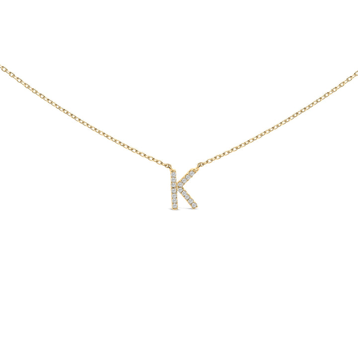 10K White Gold Diamond Accent "A" Block Initial Pendant Necklace