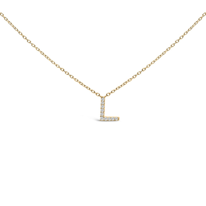 10K White Gold Diamond Accent "A" Block Initial Pendant Necklace