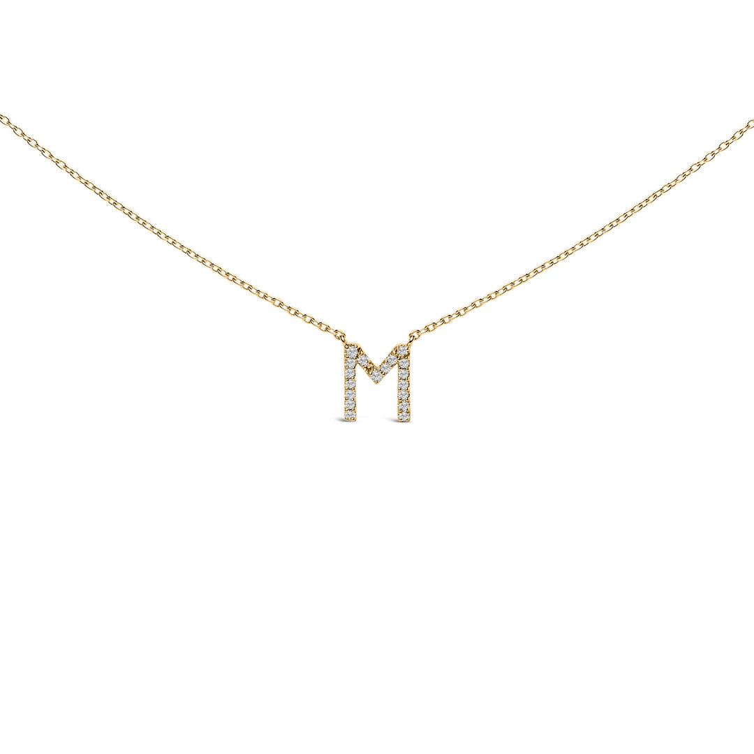 10K White Gold Diamond Accent "A" Block Initial Pendant Necklace