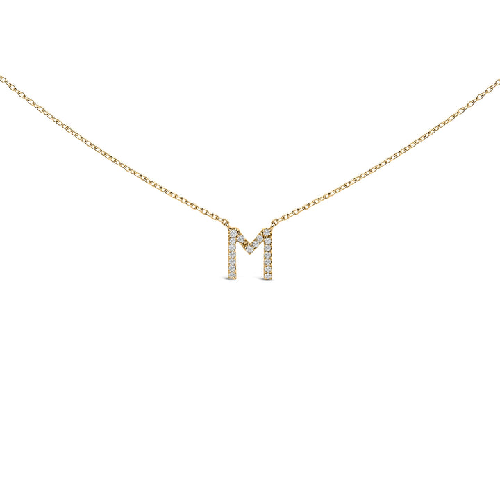 10K White Gold Diamond Accent "A" Block Initial Pendant Necklace