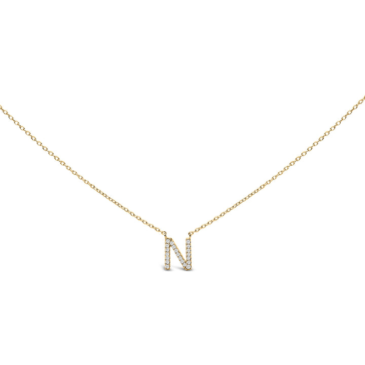 10K White Gold Diamond Accent "A" Block Initial Pendant Necklace
