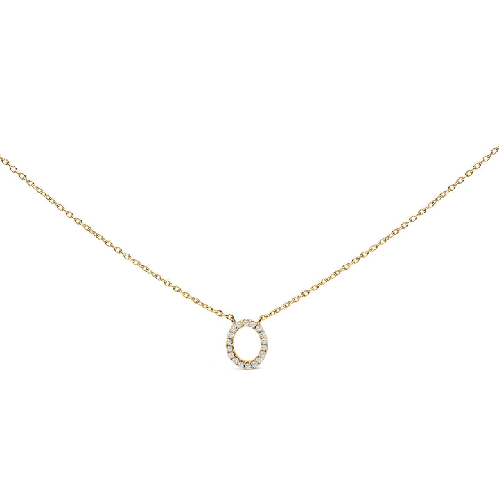 10K White Gold Diamond Accent "A" Block Initial Pendant Necklace