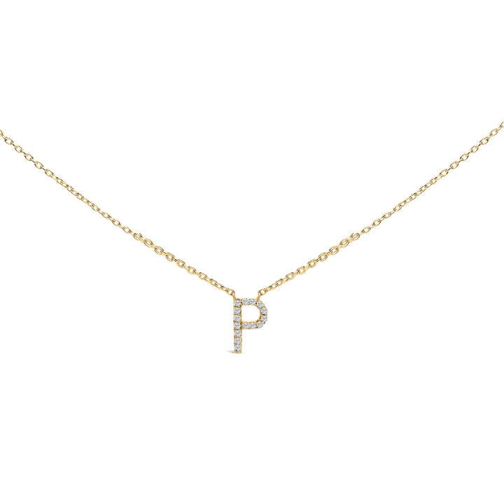 10K White Gold Diamond Accent "A" Block Initial Pendant Necklace