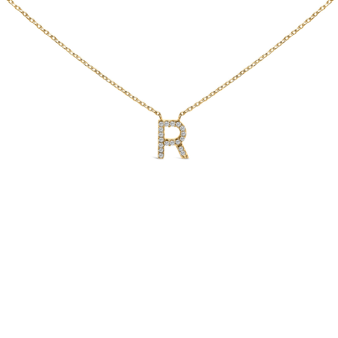 10K White Gold Diamond Accent "A" Block Initial Pendant Necklace