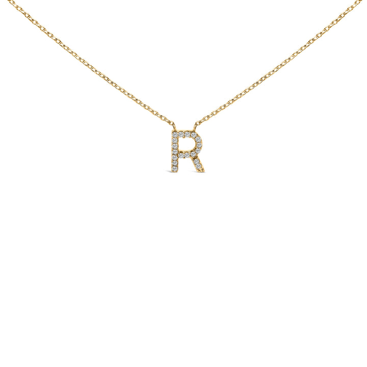 10K White Gold Diamond Accent "A" Block Initial Pendant Necklace