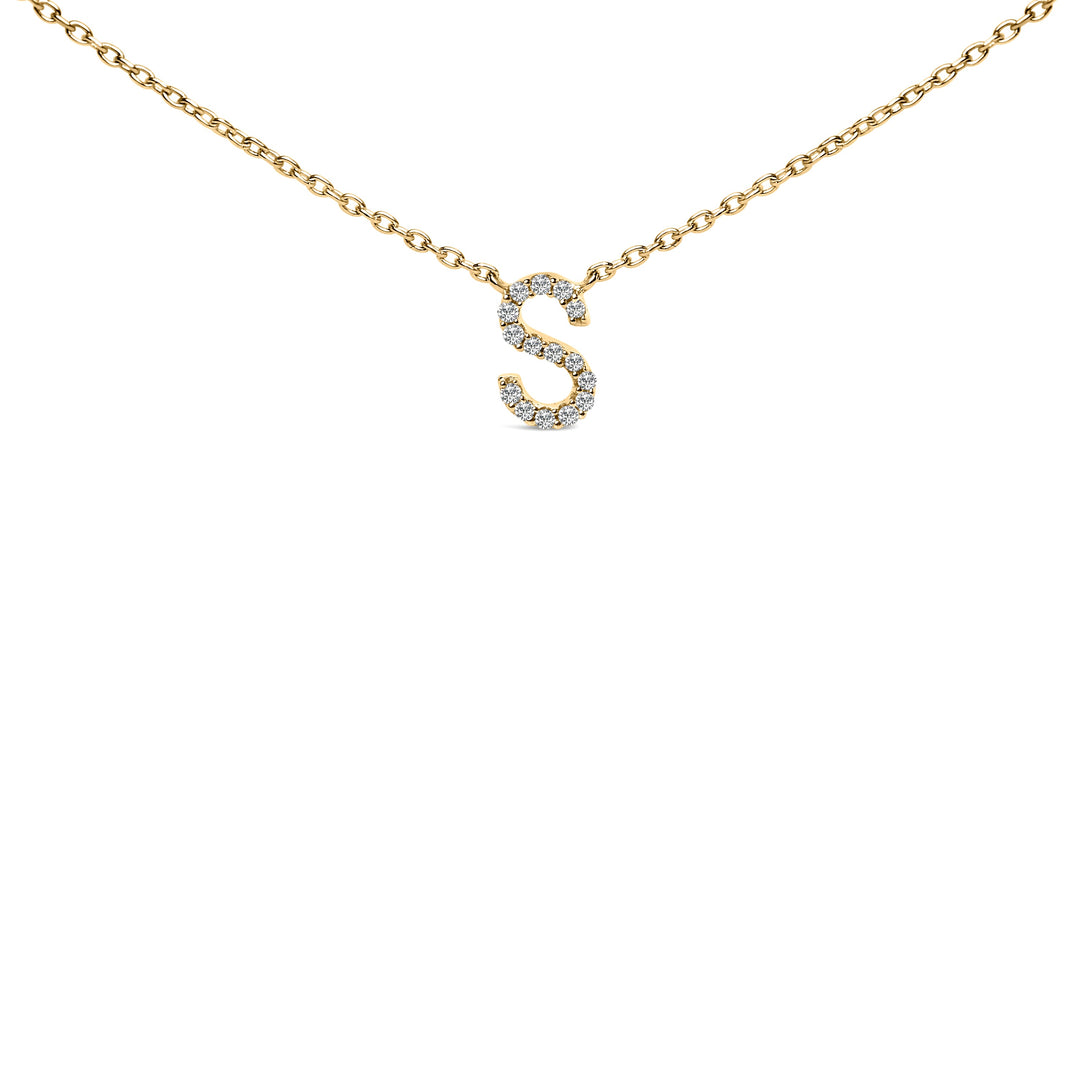 10K White Gold Diamond Accent "A" Block Initial Pendant Necklace