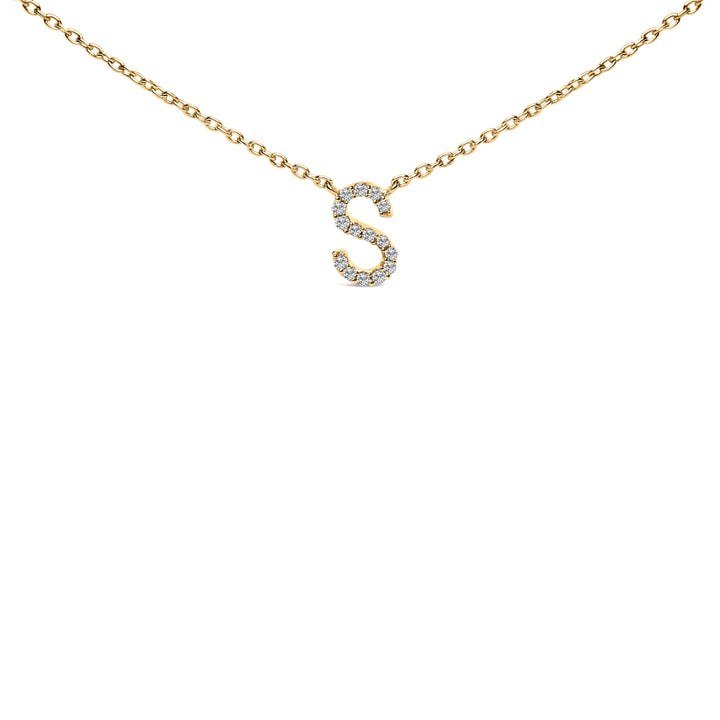 10K White Gold Diamond Accent "A" Block Initial Pendant Necklace