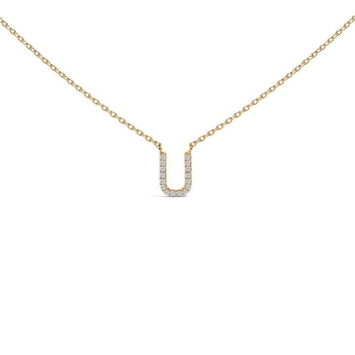 10K White Gold Diamond Accent "A" Block Initial Pendant Necklace