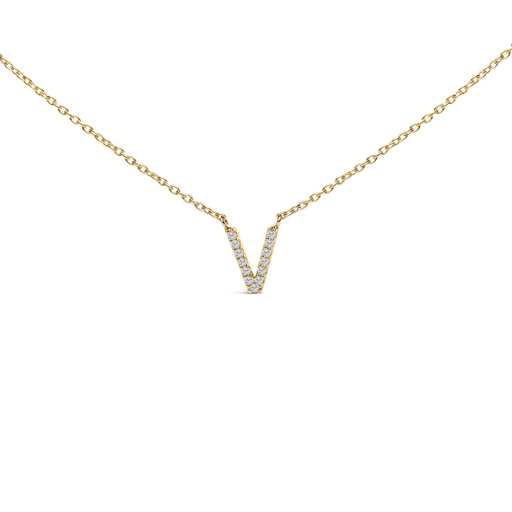 10K White Gold Diamond Accent "A" Block Initial Pendant Necklace