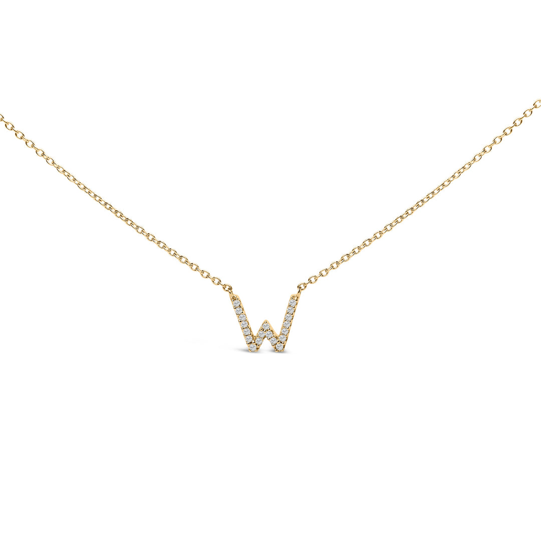 10K White Gold Diamond Accent "A" Block Initial Pendant Necklace